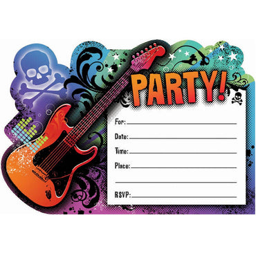 Rock Star Postcard Invitations 20pcs Party Accessories - Party Centre