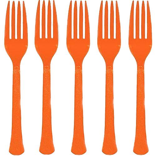 Orange Peel Heavy Weight Plastic Forks 20pcs Solid Tableware - Party Centre