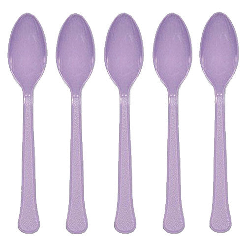 Lavender Heavy Weight Platic Spoons 20pcs Solid Tableware - Party Centre