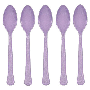 Lavender Heavy Weight Platic Spoons 20pcs Solid Tableware - Party Centre