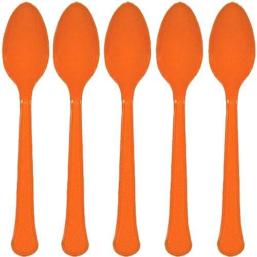 Orange Peel Heavy Weight Plastic Spoons 20pcs Solid Tableware - Party Centre