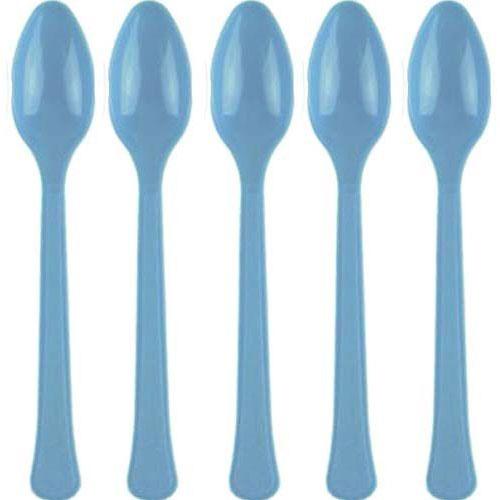 Powder Blue Heavy Weight Plastic Spoons 20pcs Solid Tableware - Party Centre