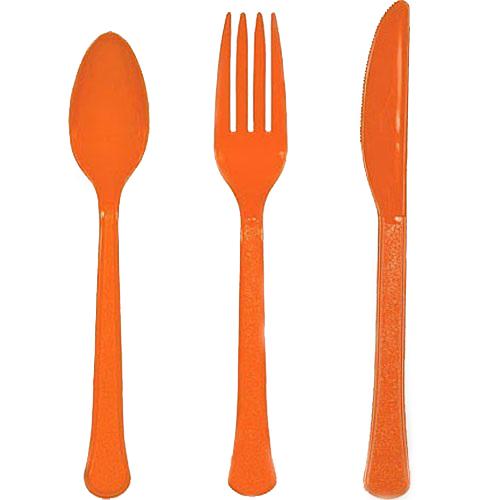Orange Peel Heavy Weight Assorted Cutlery 24pcs Solid Tableware - Party Centre