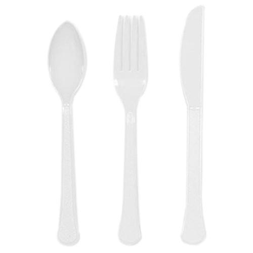 Frosty White Heavy Weight Assorted Cutlery 24pcs Solid Tableware - Party Centre