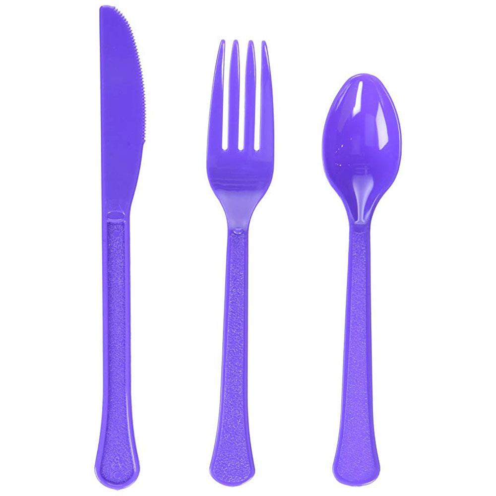 New Purple  Heavy Cutlery Assorted Solid Tableware - Party Centre