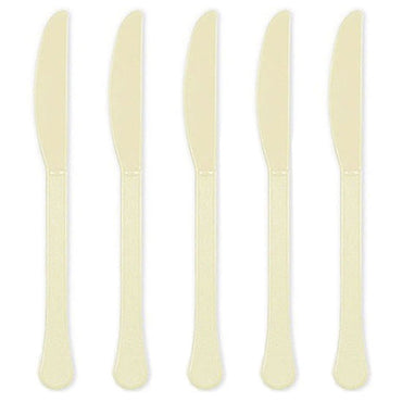 Vanilla Creme Heavy Weight Plastic Knives 20pcs Solid Tableware - Party Centre