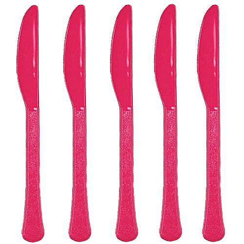 Magenta Heavy Weight Plastic Knives 20pcs Solid Tableware - Party Centre