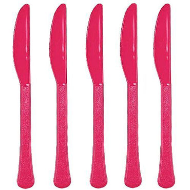 Magenta Heavy Weight Plastic Knives 20pcs Solid Tableware - Party Centre