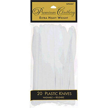 Clear Heavy Weight Plastic Party Knives 20pcs Solid Tableware - Party Centre
