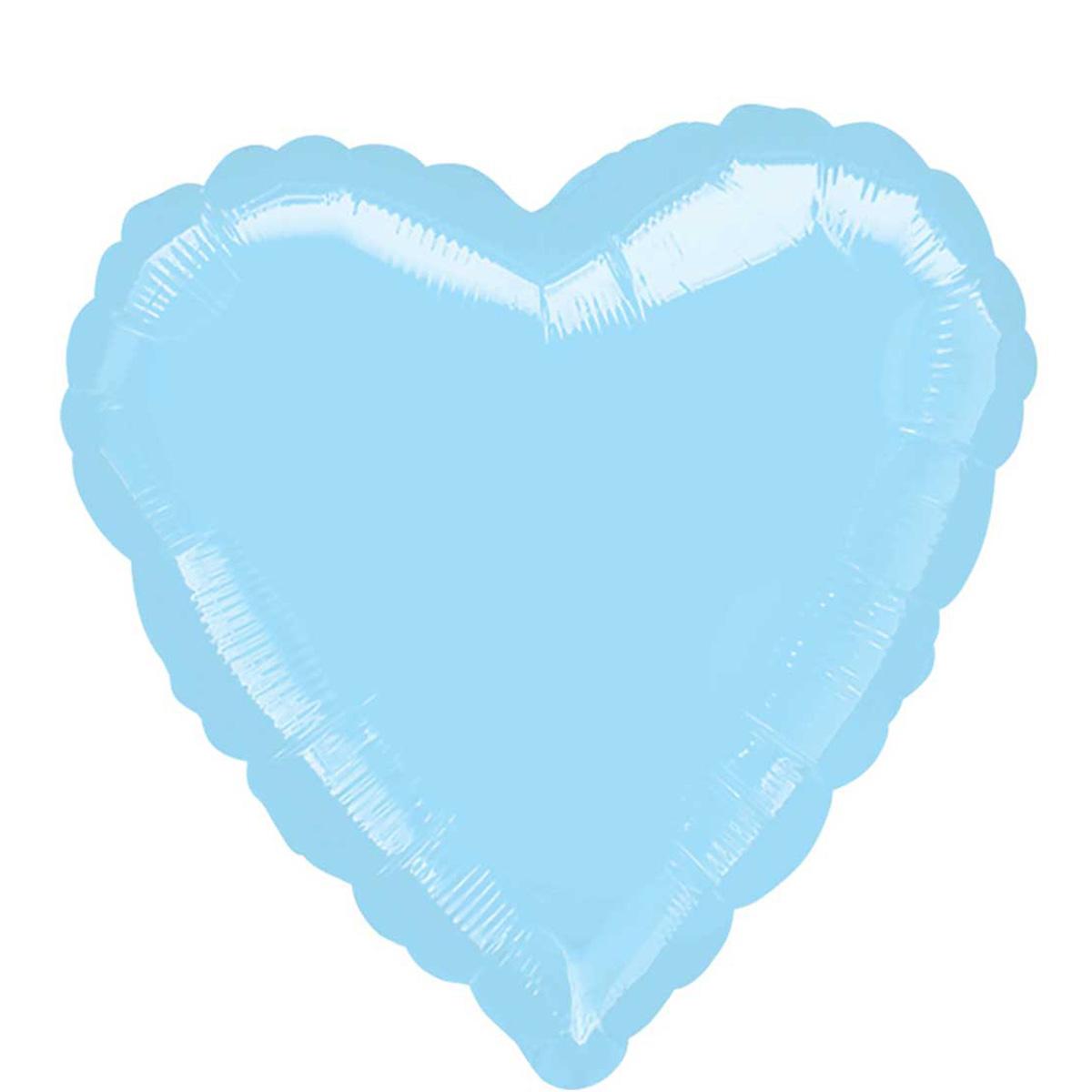 Pastel Blue Heart Foil Balloon 18in Balloons & Streamers - Party Centre