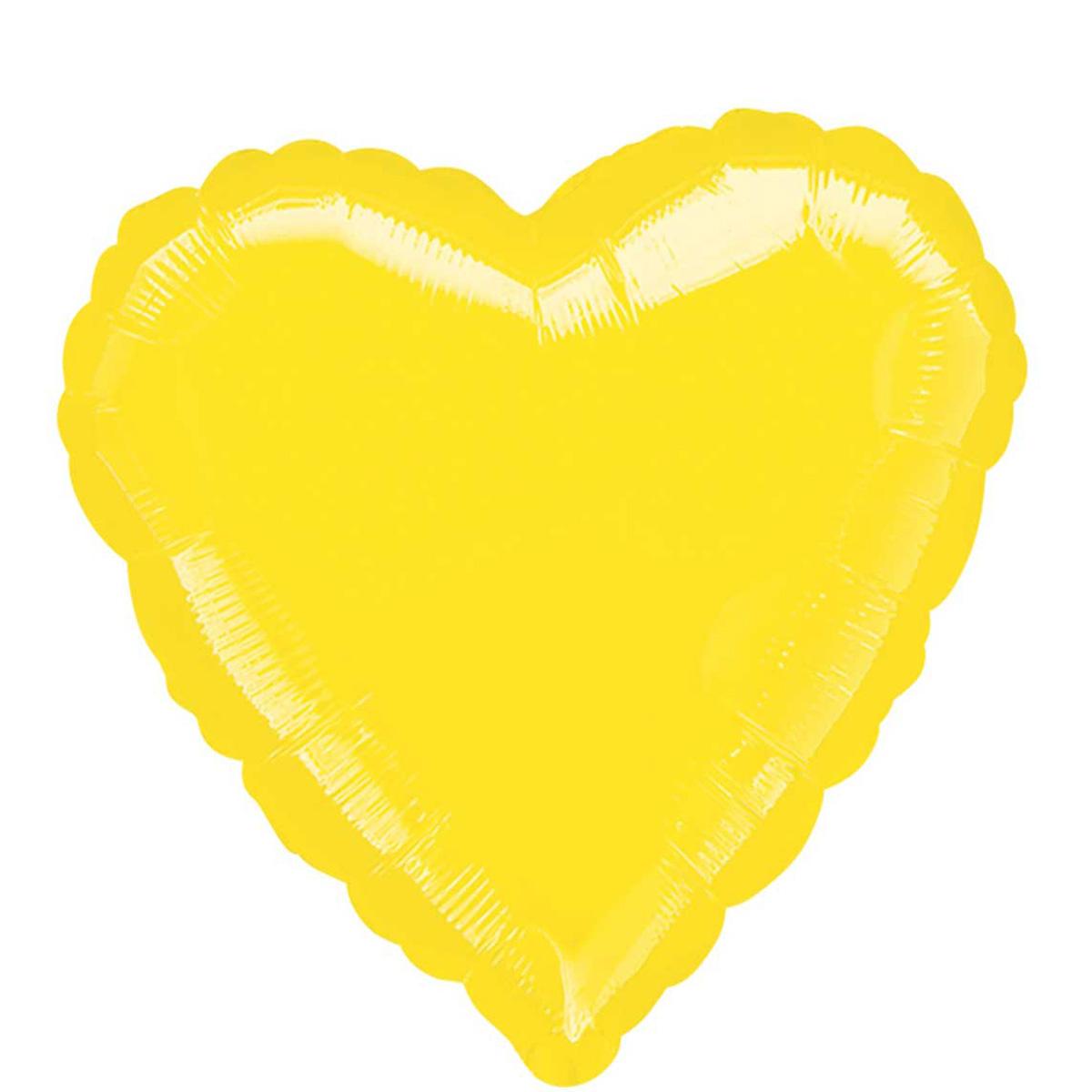 Metallic Yellow Heart Foil Balloon 18in Balloons & Streamers - Party Centre