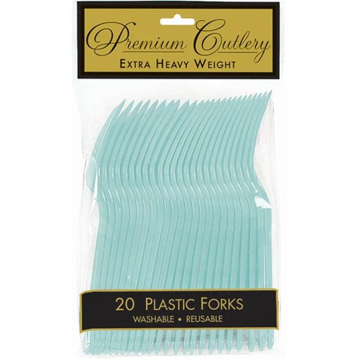 Robins Egg Blue Heavy Weight Plastic Forks 20pcs