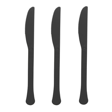 Jet Black Heavy Weight  Plastic Knives 20pcs
