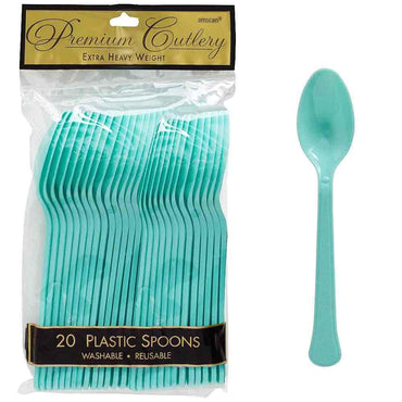 Robins Egg Blue Heavy Weight Plastic Spoon 20pcs