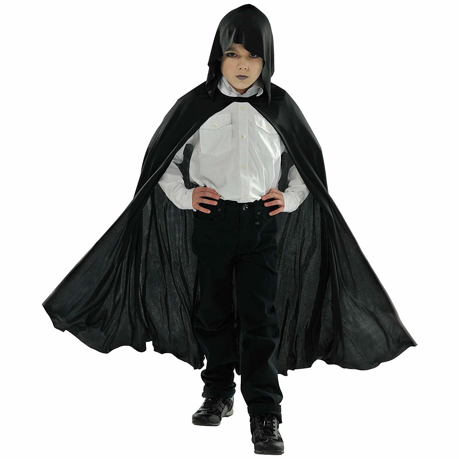 Child Hooded Black Cape-One Size Costumes & Apparel - Party Centre