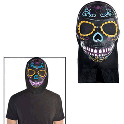 Adult Neon Day of the Dead Black Sugar Skull Mask