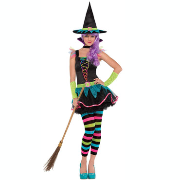 Teen Neon Witch Halloween Costume Costumes & Apparel - Party Centre