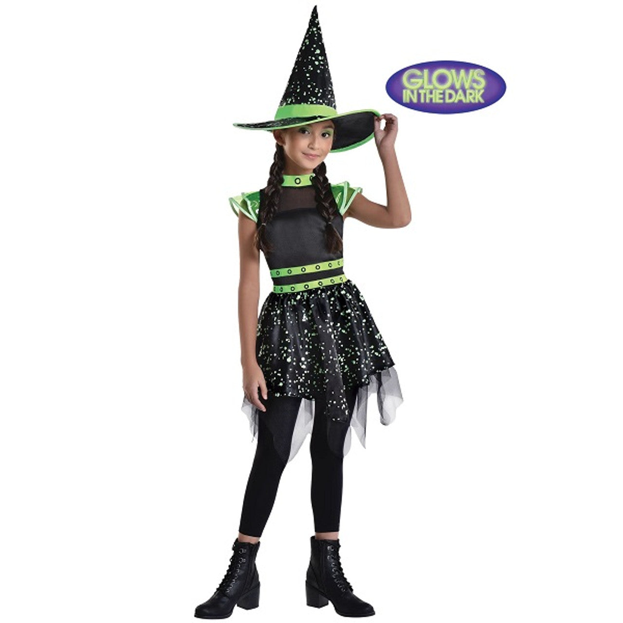 Child Glow in the Dark Midnight Mischief Witch Costume