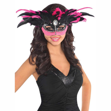 Bejewelled Feather Mask Costumes & Apparel - Party Centre