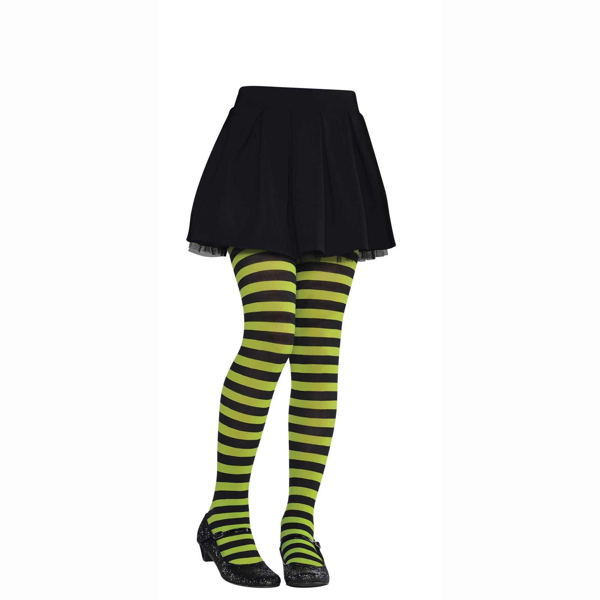Child Green and Black Striped Tights Costumes & Apparel - Party Centre