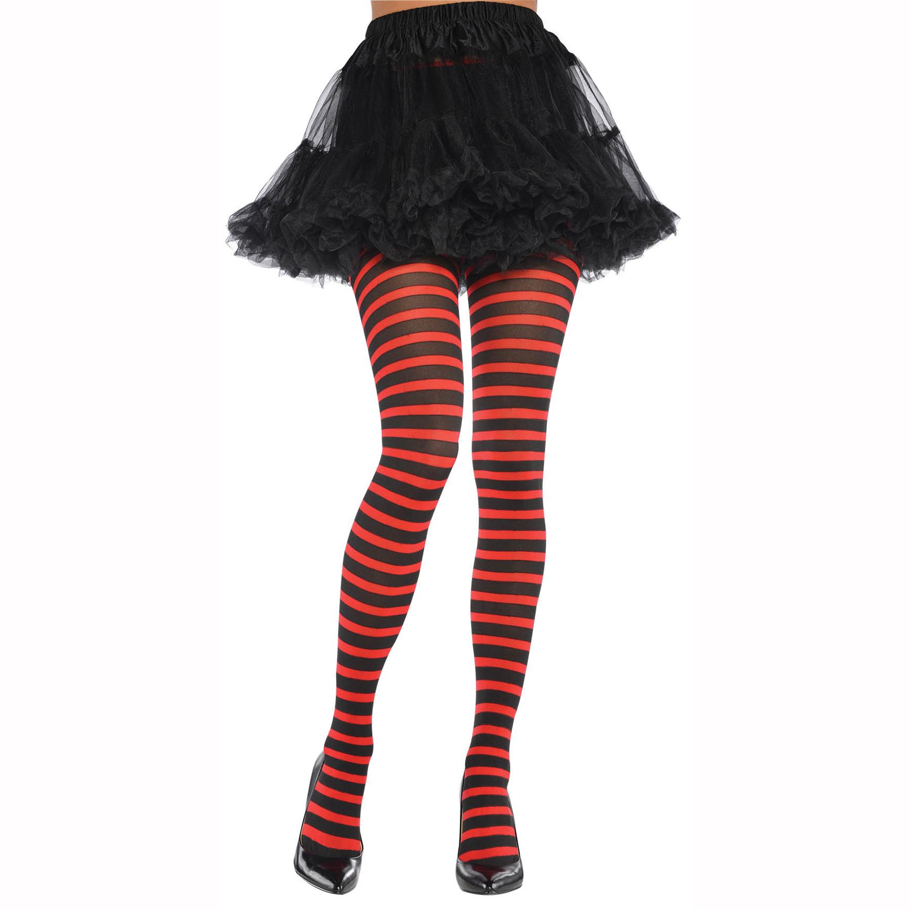 Striped Tights Red/Black Costumes & Apparel - Party Centre