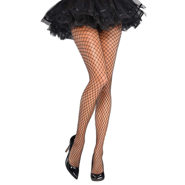 Adult Black Diamond Net Silver Shimmer Tights Costumes & Apparel - Party Centre