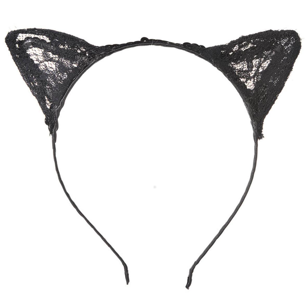 Cat Ears Lace Headband Costumes & Apparel - Party Centre