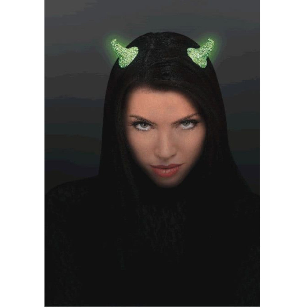 Glow In The Dark Glitter Devil Horns Costumes & Apparel - Party Centre