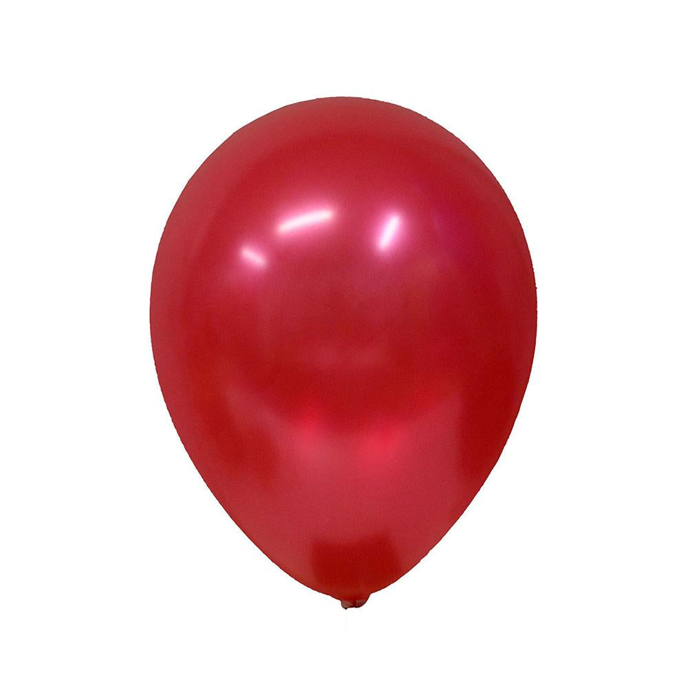 Metallic Red Balloons 12in, 100pcs Balloons & Streamers - Party Centre