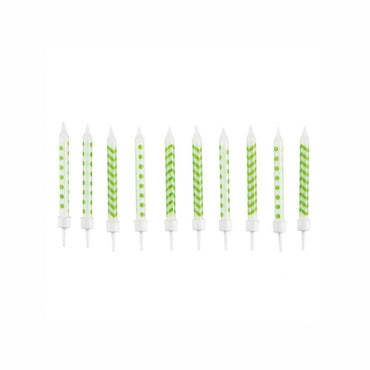 Dots & Chevron Kiwi Candles 2.5in, 10pcs Party Accessories - Party Centre