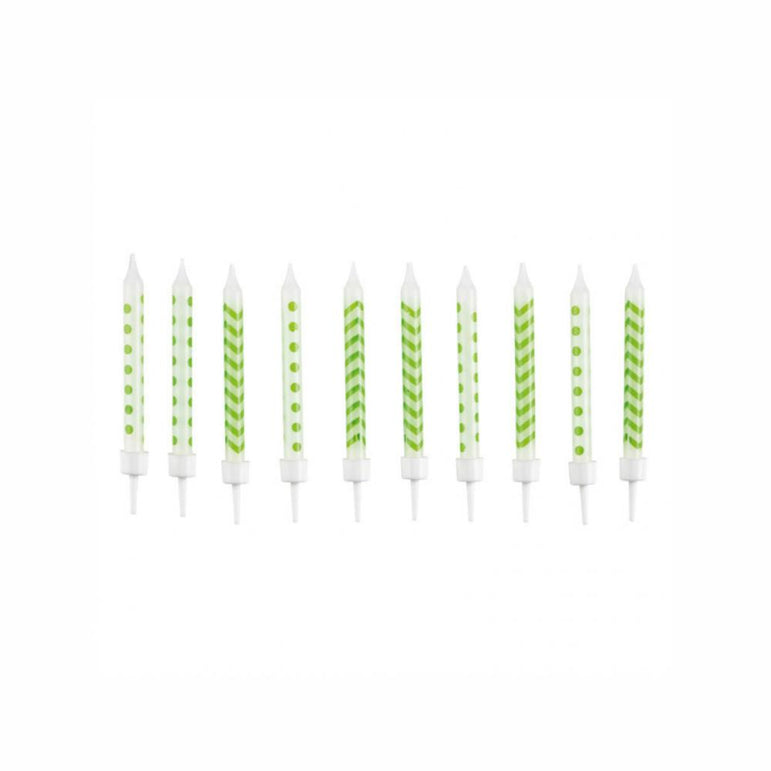 Dots & Chevron Kiwi Candles 2.5in, 10pcs Party Accessories - Party Centre