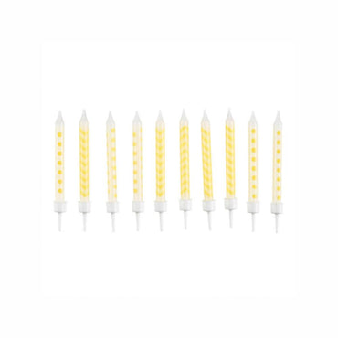 Dots & Chevron Sunshine Yellow Candles 2.5in, 10pcs Party Accessories - Party Centre