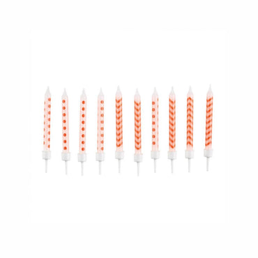 Dots & Chevron Orange Peel Candles 2.5in, 10pcs Party Accessories - Party Centre