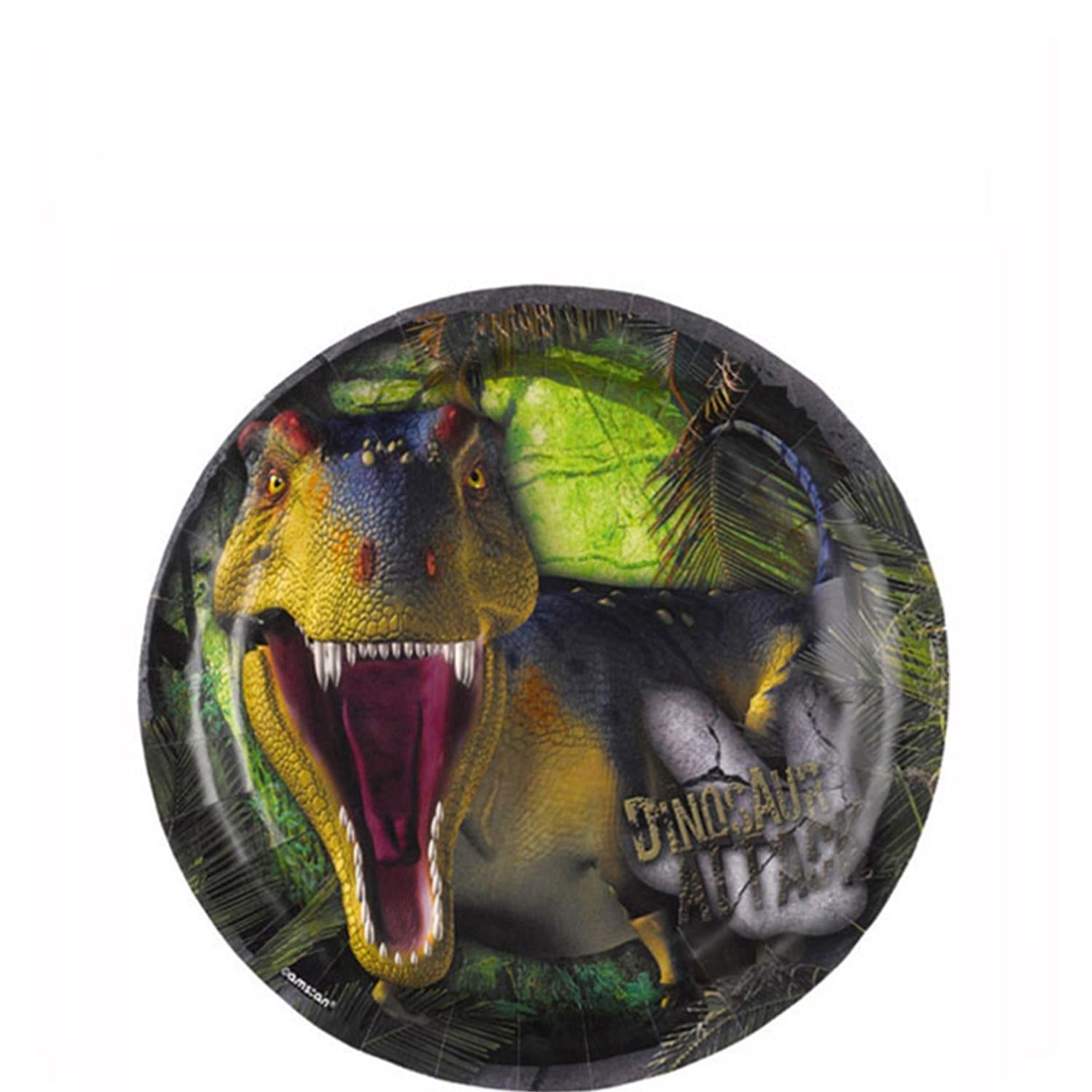 Dinosaur Attack Plates 7in, 8pcs Printed Tableware - Party Centre