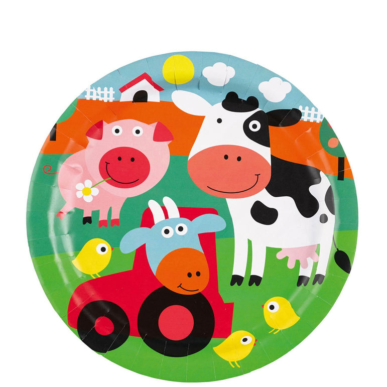 Farm Fun Plates 9in, 8pcs Printed Tableware - Party Centre
