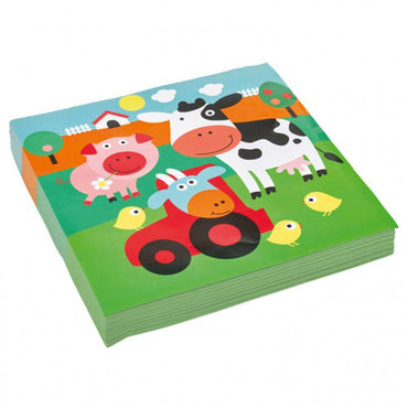 Farm Fun Lunch Tissues 20pcs Printed Tableware - Party Centre