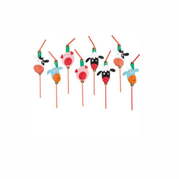 Farm Fun Drinking Straws 8pcs Candy Buffet - Party Centre