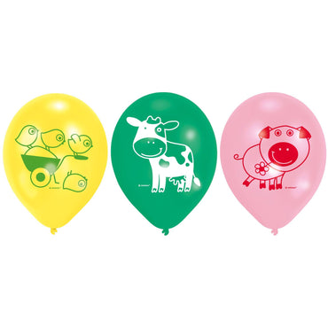 Farm Fun Latex Balloons 6pcs Balloons & Streamers - Party Centre