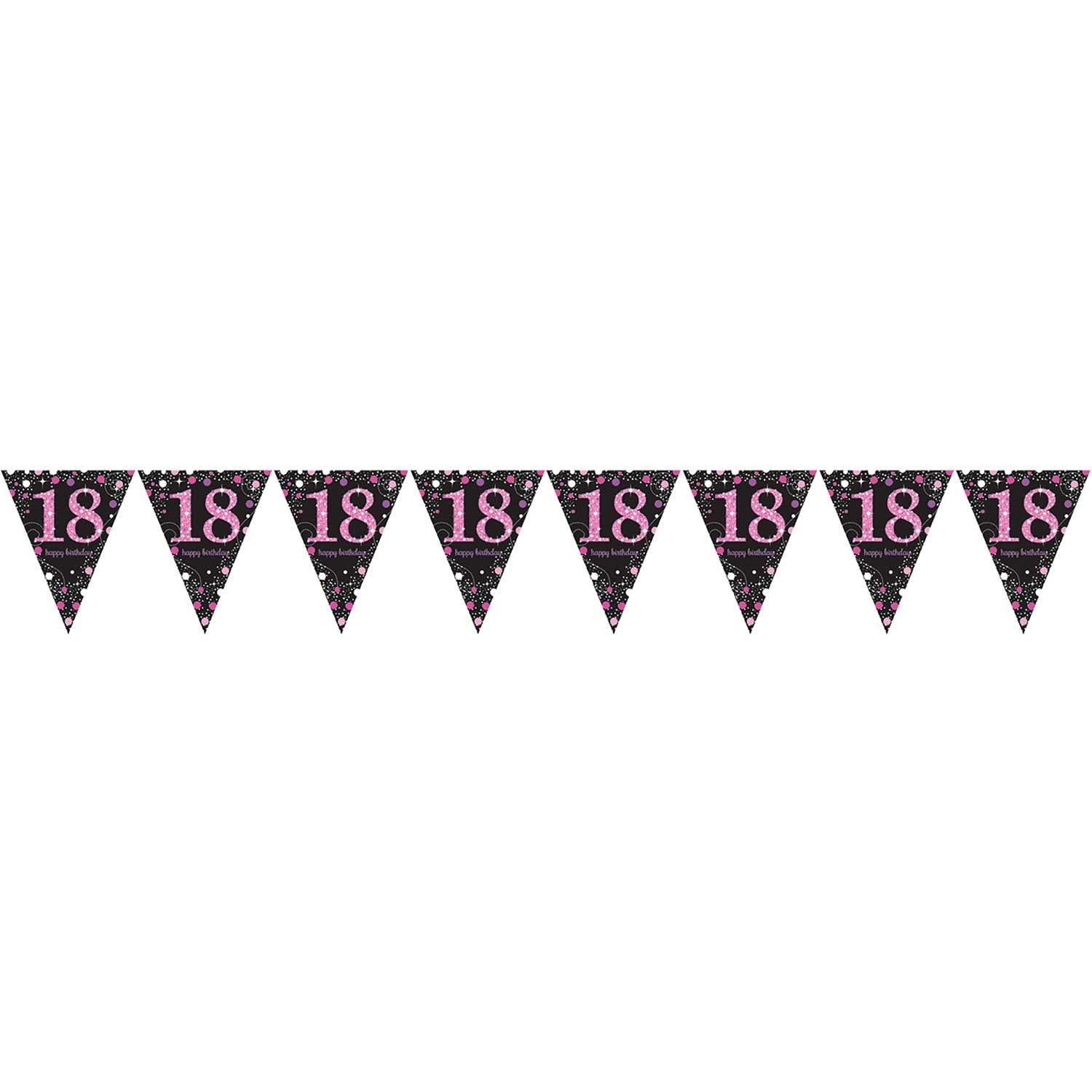 18 Pink Sparkling Celebrations Pennant Banner