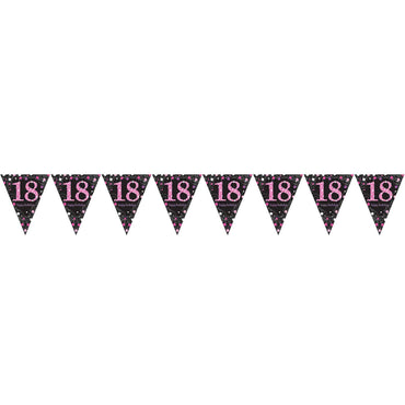 18 Pink Sparkling Celebrations Pennant Banner