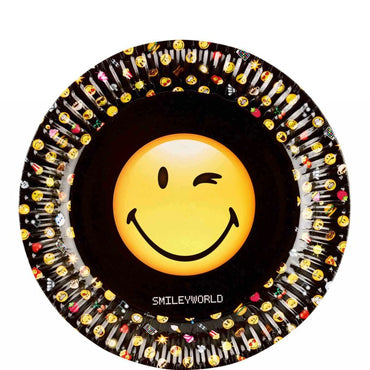 Smiley Emoticons Paper Plates 9in, 8pcs Printed Tableware - Party Centre