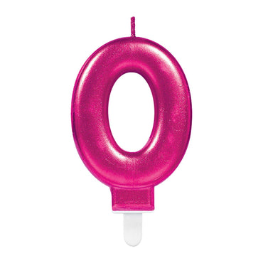 Sparkling Celebration Pink Number 0 Candle