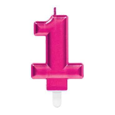 Sparkling Celebration Pink Number 1 Candle