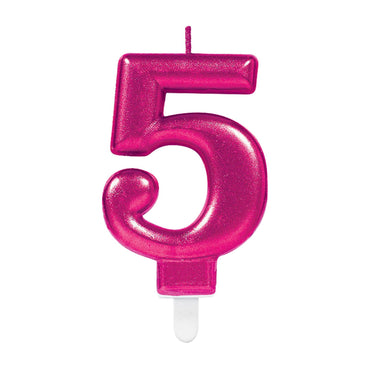 Sparkling Celebration Pink Number 5 Candle