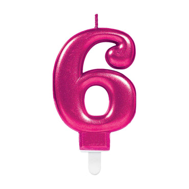 Sparkling Celebration Pink Number 6 Candle