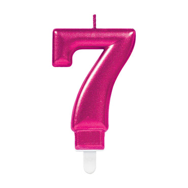 Sparkling Celebration Pink Number 7 Candle