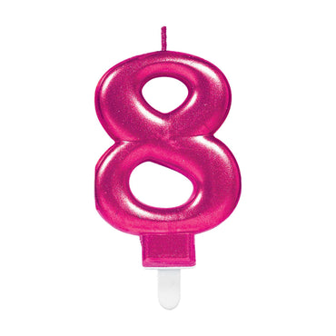 Sparkling Celebration Pink Number 8 Candle