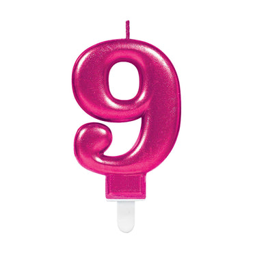 Sparkling Celebration Pink Number 9 Candle