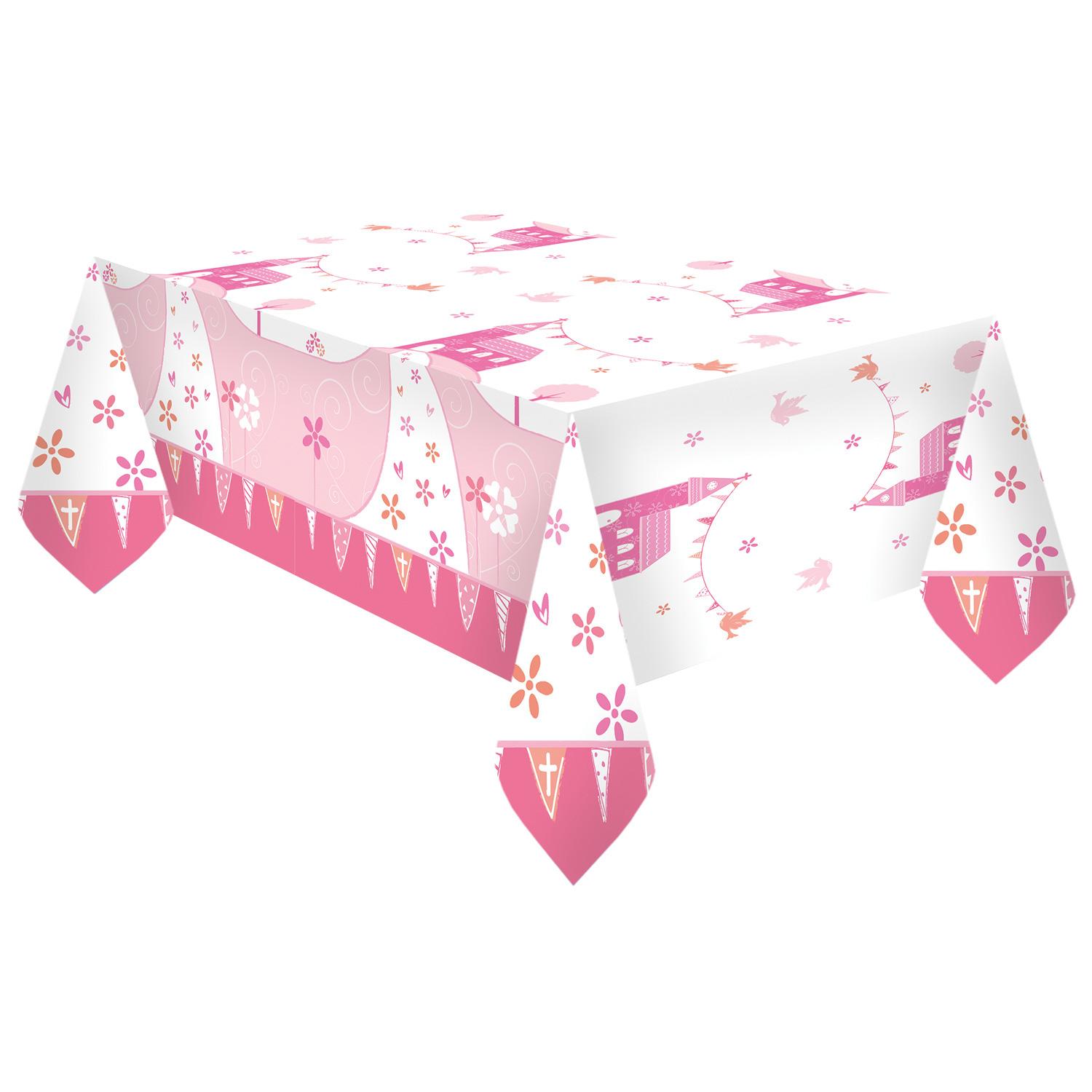 Communion Church Pink Plastic Tablecover Printed Tableware - Party Centre