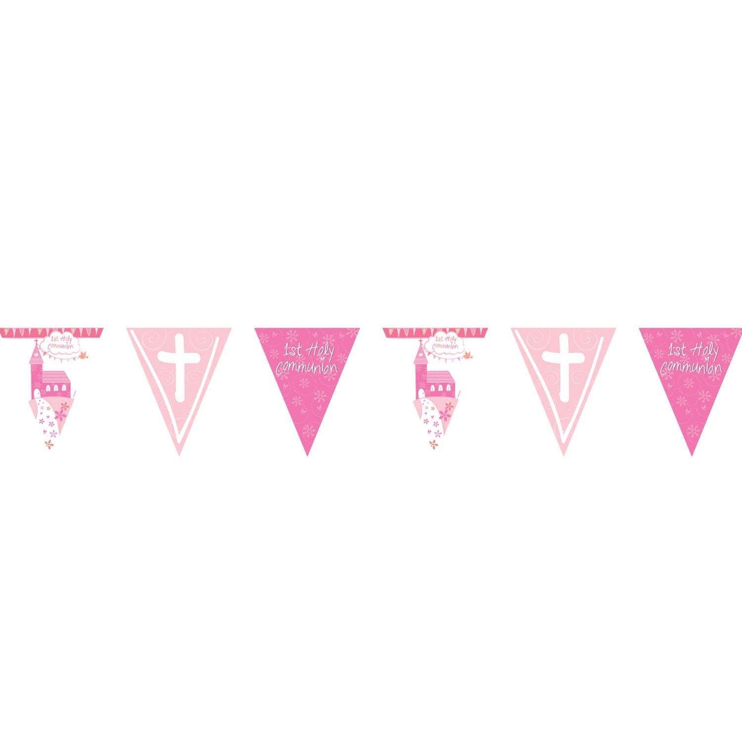 Communion Church Pink Pennant Banner Decorations - Party Centre